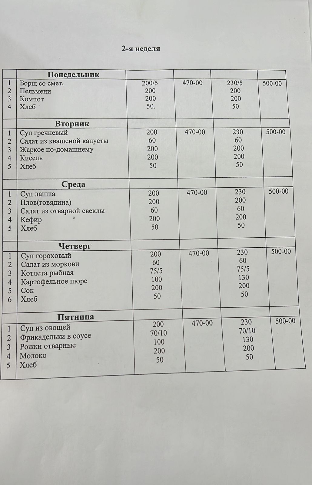 Апталық ас мәзірі (10.04.23-14.04.23)