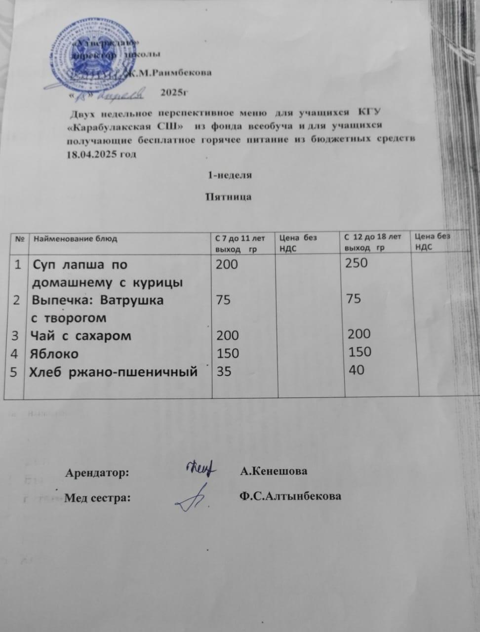 Ас мәзірі